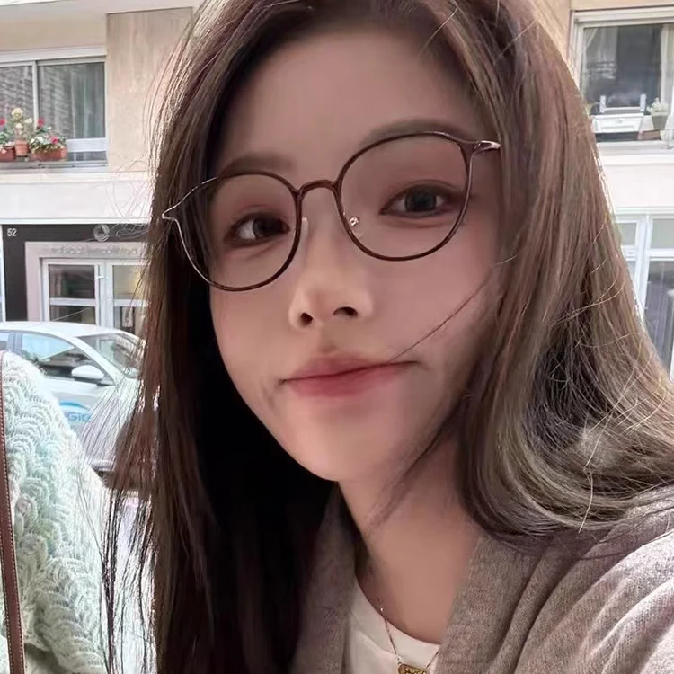 超轻潮流椭圆框眼镜女栗子棕近视有度数素颜防蓝光眼睛框镜架F39