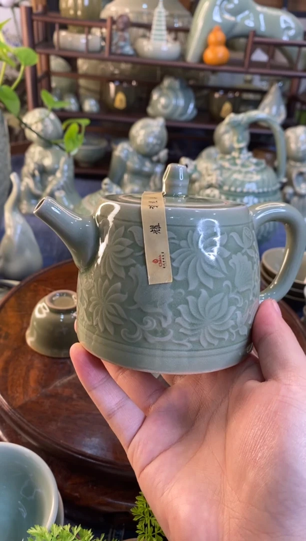 耀州窑微瑕080202 【百花】汉铎壶 茶壶