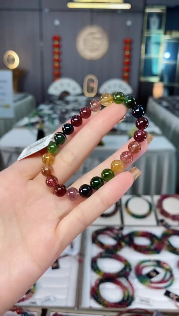 未镶嵌老矿碧玺色标高透单圈手串8mm+碧玺dan多样性发货一条