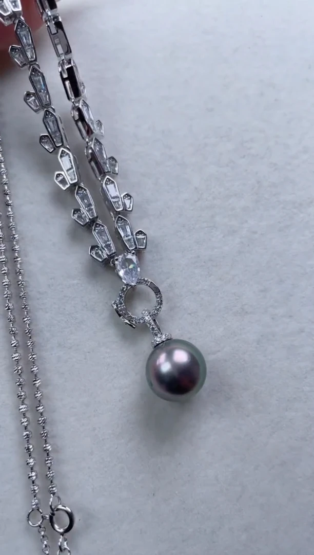 银S925镶嵌海水珍珠套链X499