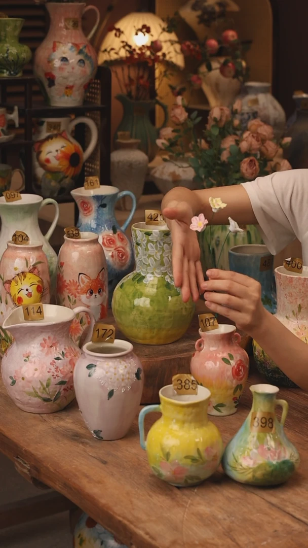 陶瓷景德镇设计师手作花器摆件侘寂风