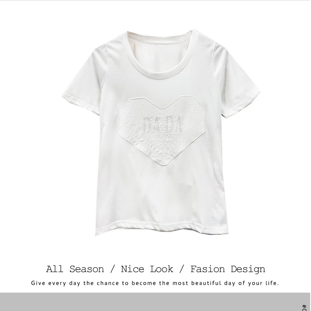 944 大码微胖短袖女圆领体恤内搭胖MM显瘦设计感上衣#6001