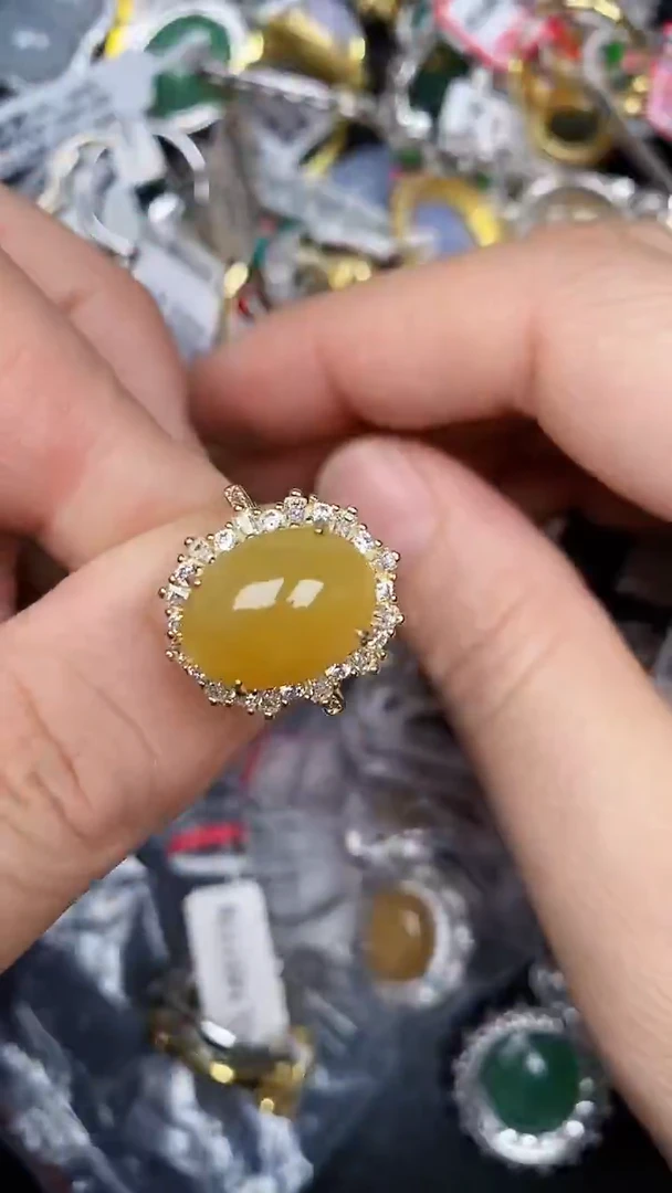 银S925镶嵌戒指翡翠3040