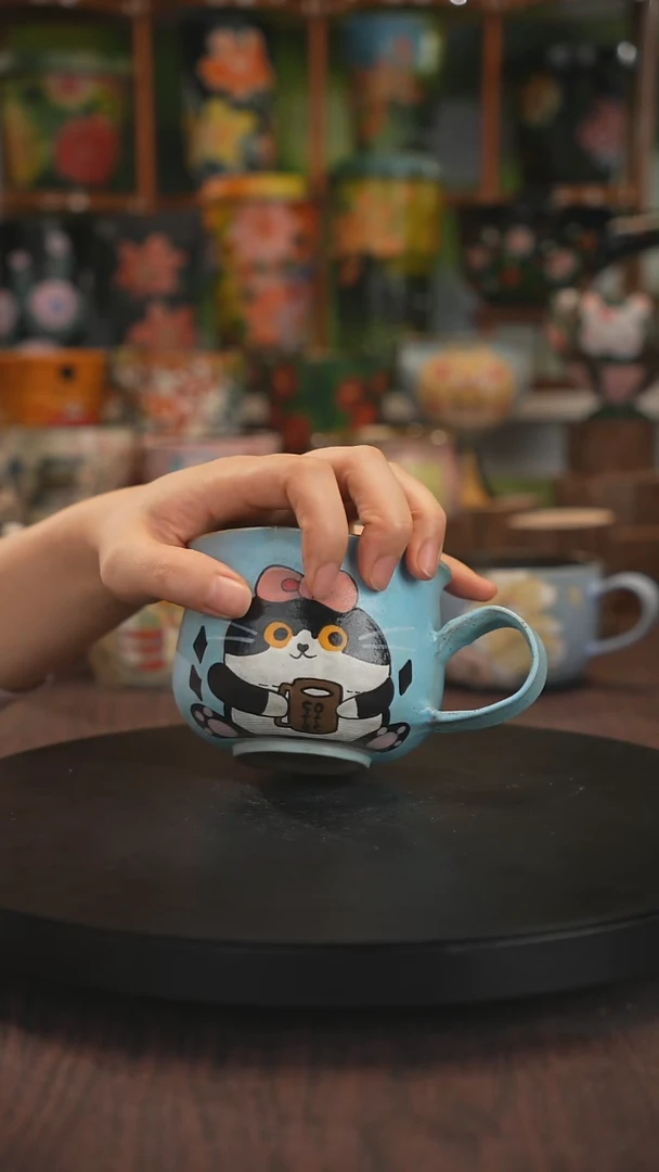 紫砂油画手绘釉下彩脏脏杯