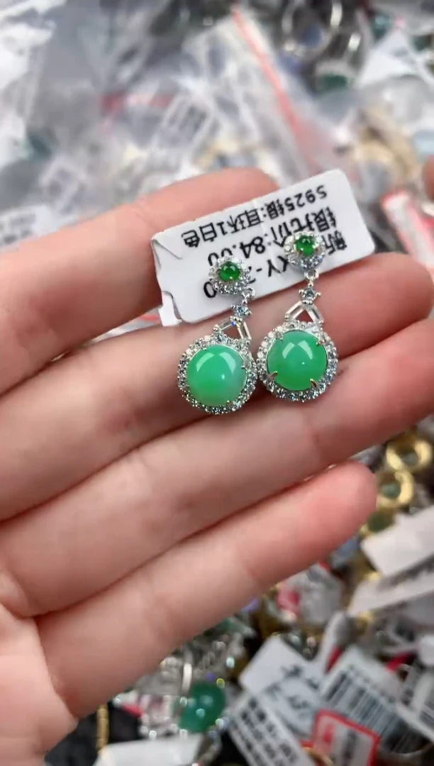 银S925镶嵌戒指翡翠12          1