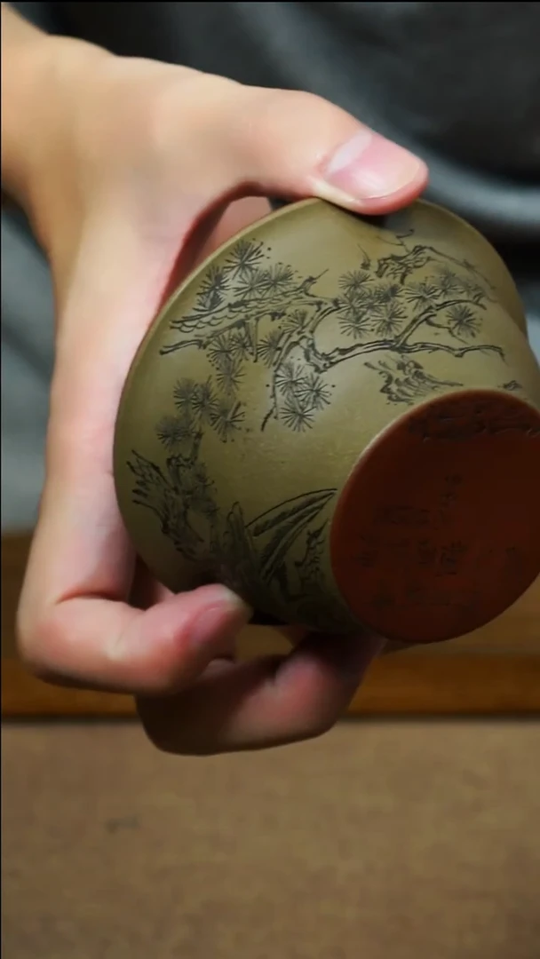 茶杯紫砂南柯记全手刻鹰杯