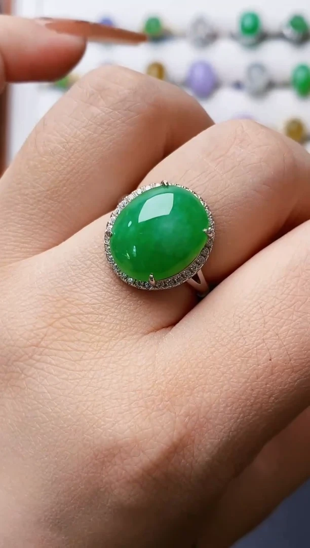 银S925镶嵌戒指翡翠0259