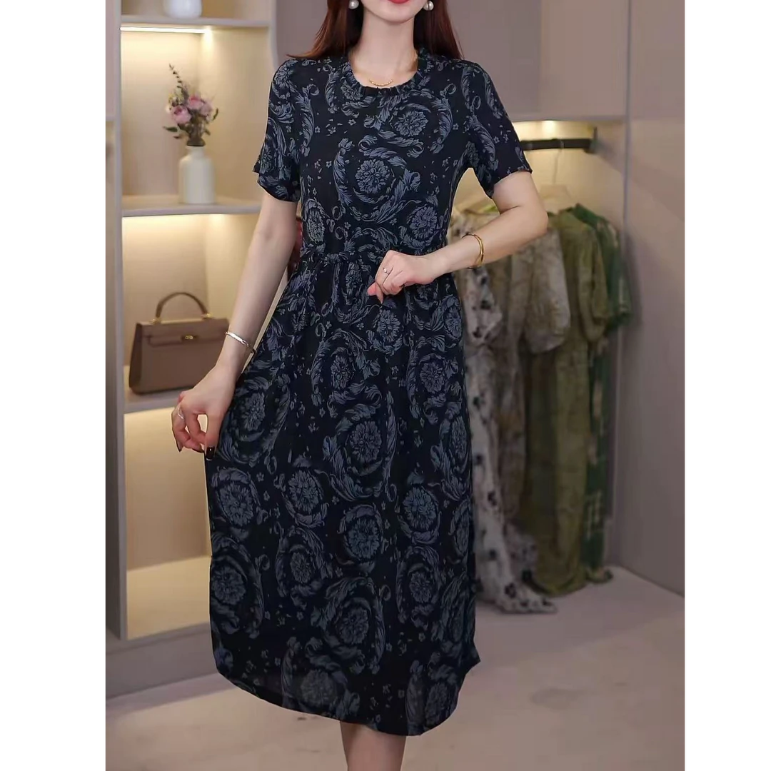 M1746女时尚连衣裙气质夏季休闲百搭中长款裙子