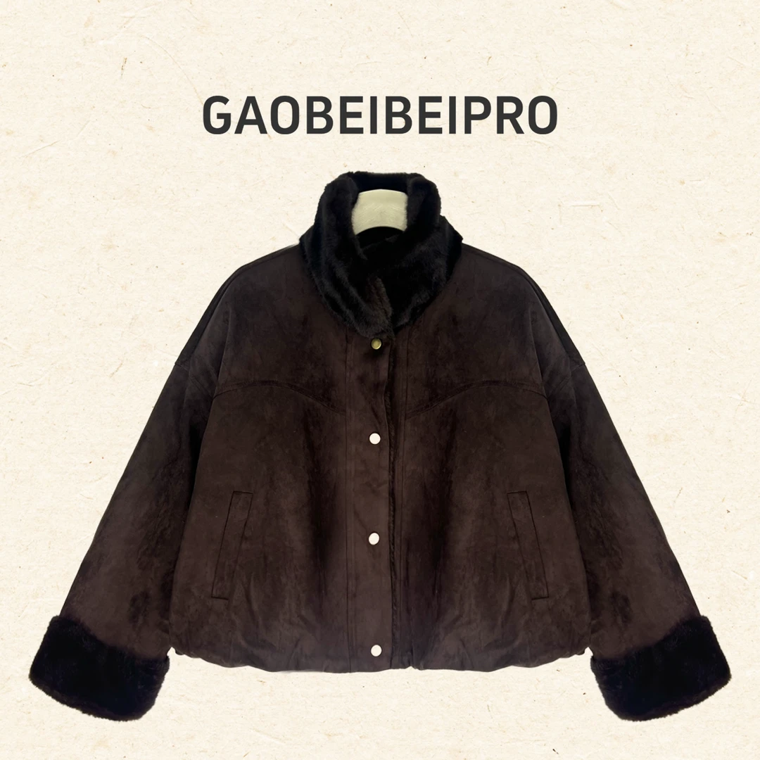 【北北-5535】复古风翻领毛绒短外套