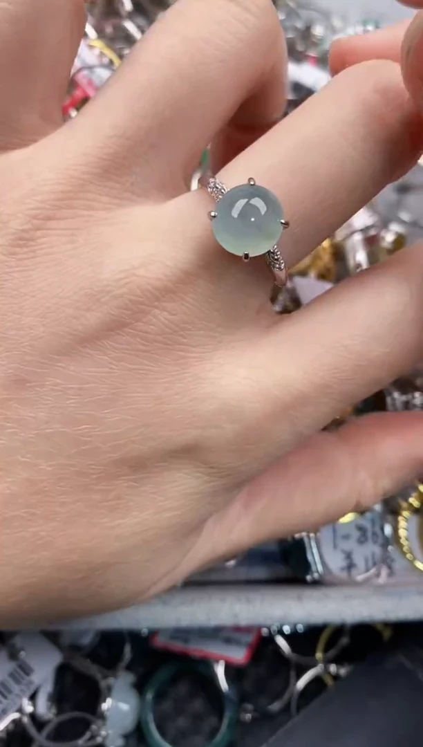 银S925镶嵌戒指翡翠10             4