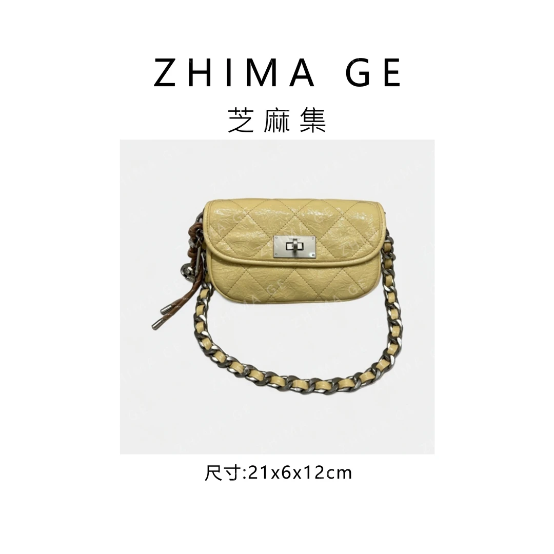 【芝麻集】ZT-D7136-奶油黄RAIN.CUN时尚休闲百搭腋下斜跨轻奢女包