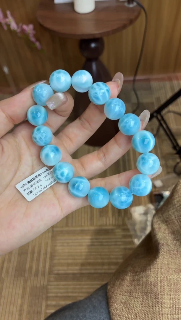 未镶嵌针钠钙石（海纹石）手串毕业玉化海纹石14+