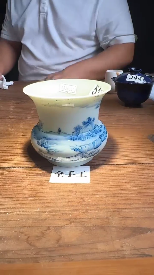 婺州窑龙窑烧制技艺全手工青花水洗