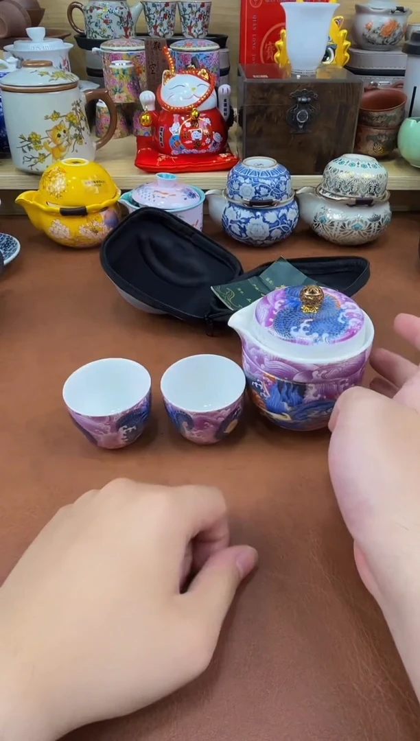 陶瓷茶具摆件旅行套组