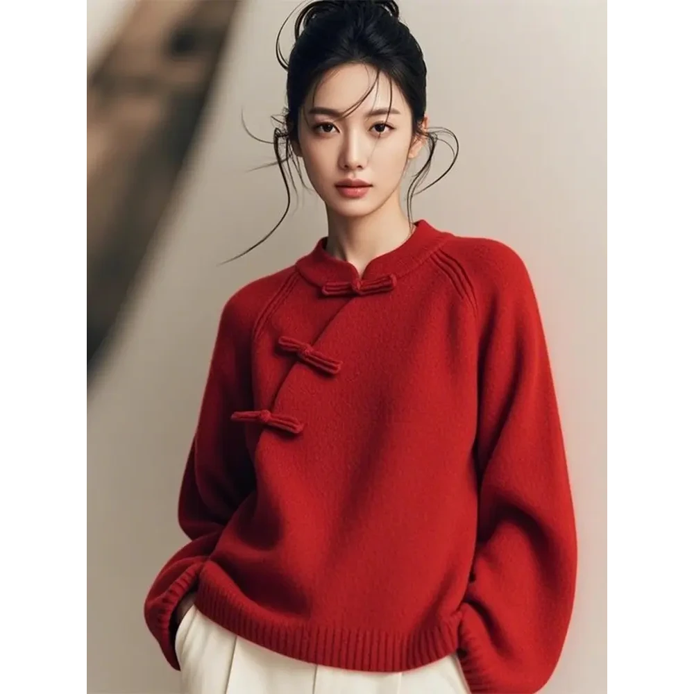 新中式女装国风复古针织毛衣高级感内搭打底上衣女款2025新款潮流