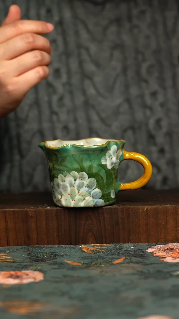 杯釉下彩手工手绘同款陶器