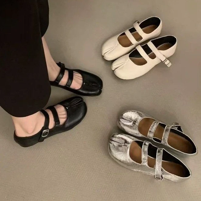平底分趾猪蹄鞋玛丽珍单鞋女鞋子春秋2025新款夏季浅口马蹄猪脚鞋