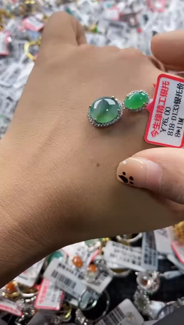 翡翠戒指银S925镶嵌222222   7