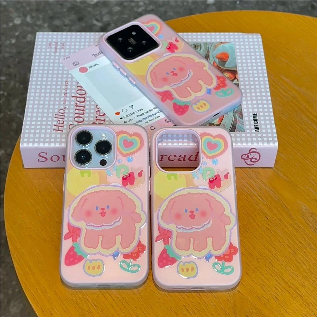 适用苹果17/16可爱ins风多巴胺小狗手机壳华为Pura80软卡通mate70