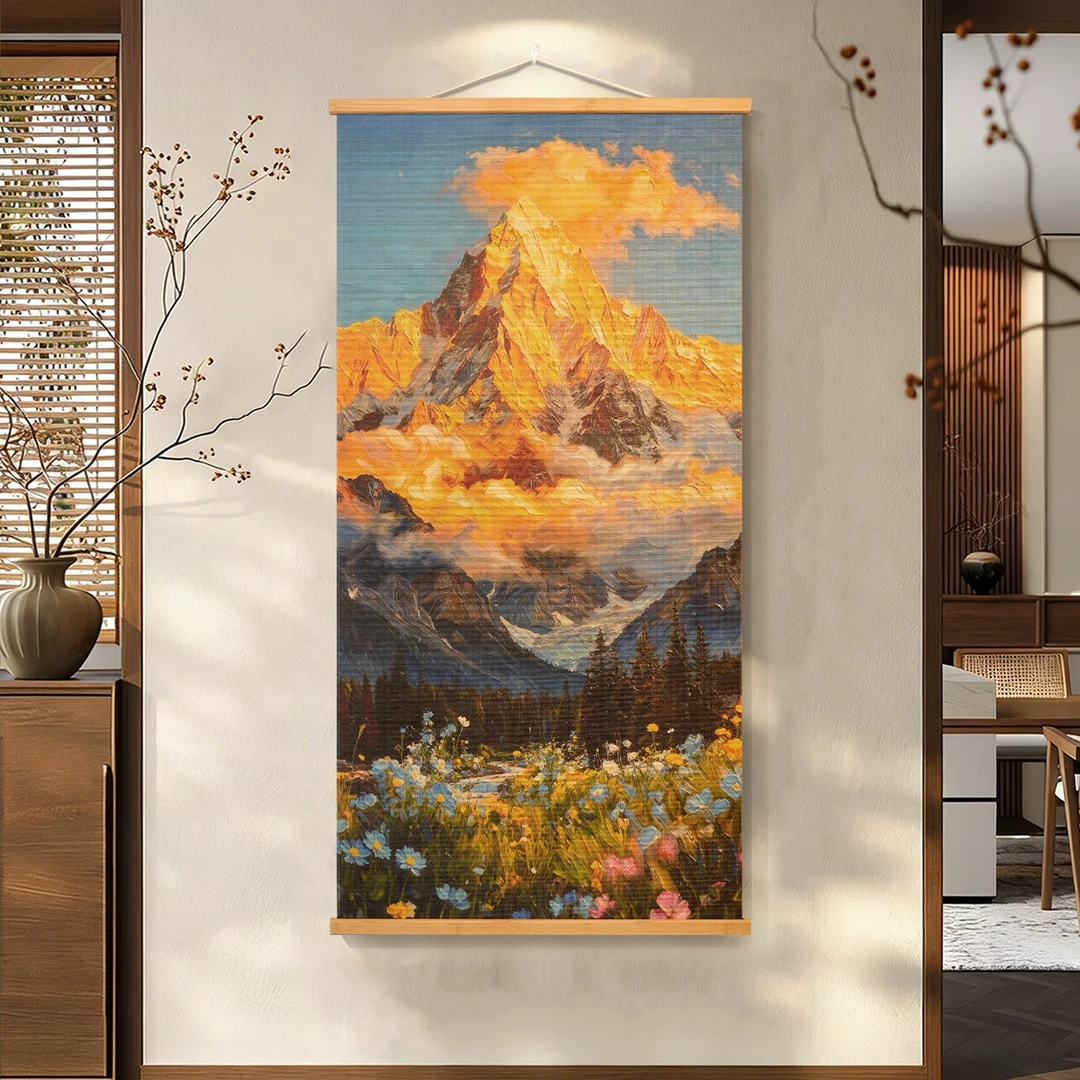 【日照金山】非遗竹编日照金山山水挂画竹子客厅玄关书房茶室装饰画