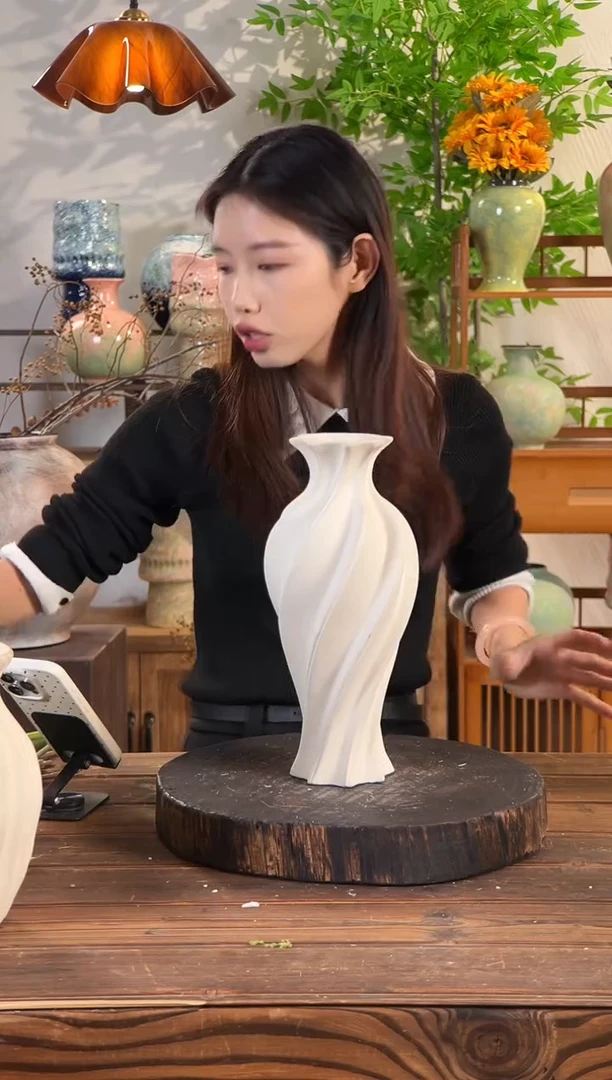 素烧-斜纹花瓶大号
