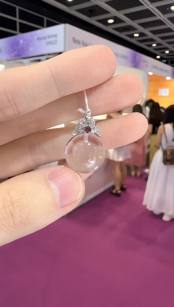 颈饰银S925镶嵌水晶18mm净体白水晶吊坠