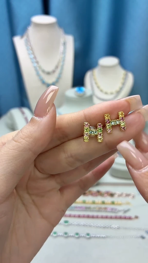 银S925镶嵌耳饰碧玺310JH0104产品一个（多样性）