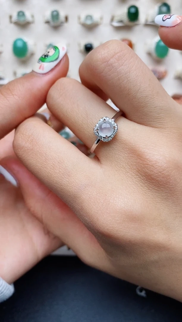 【闪购商品】翡翠戒指银S925镶嵌缅甸翡翠