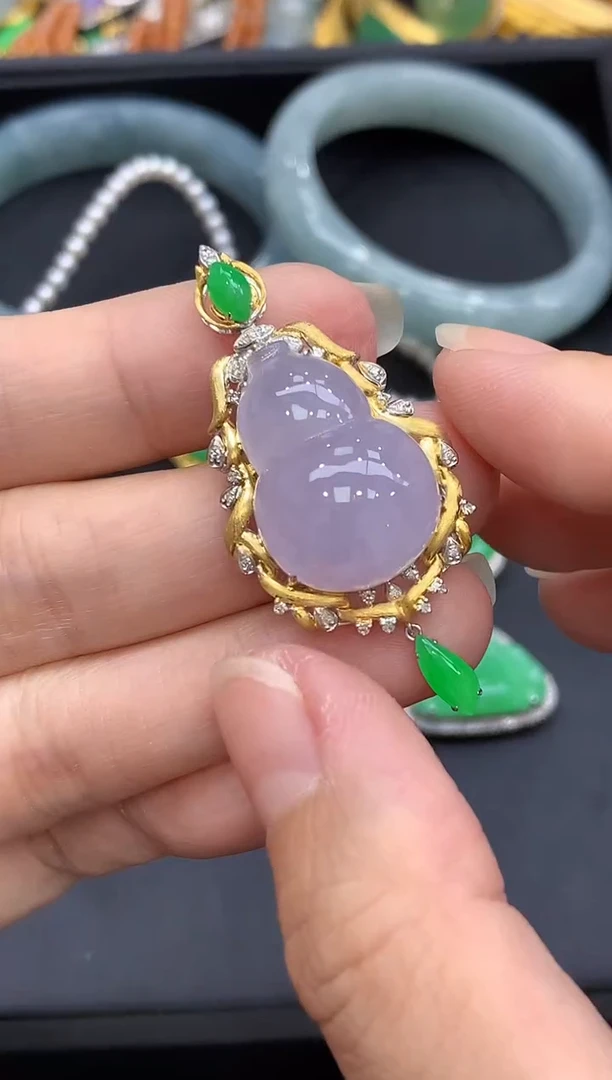 颈饰18K金镶嵌翡翠587-中国好珍宝