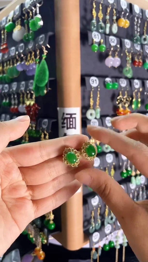 【闪购商品】翡翠耳饰银S925镶嵌405