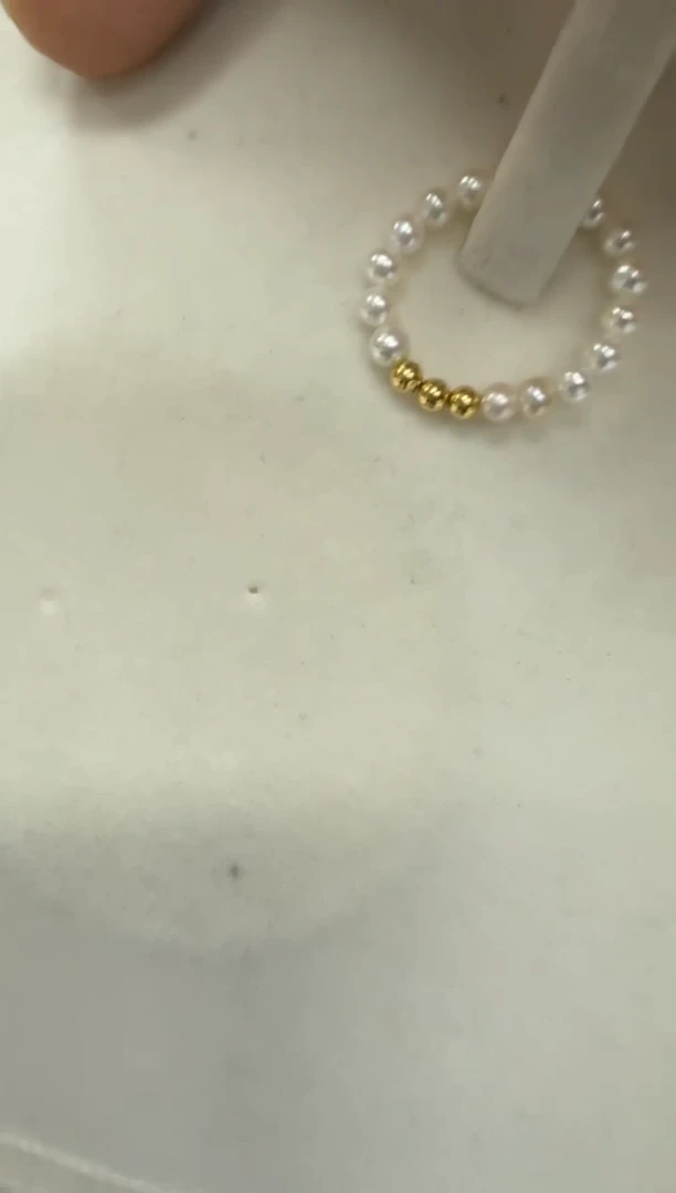 【闪购商品】淡水珍珠戒指18K金镶嵌3-4mm