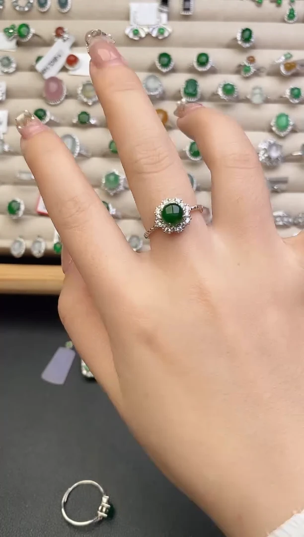 银S925镶嵌戒指翡翠0