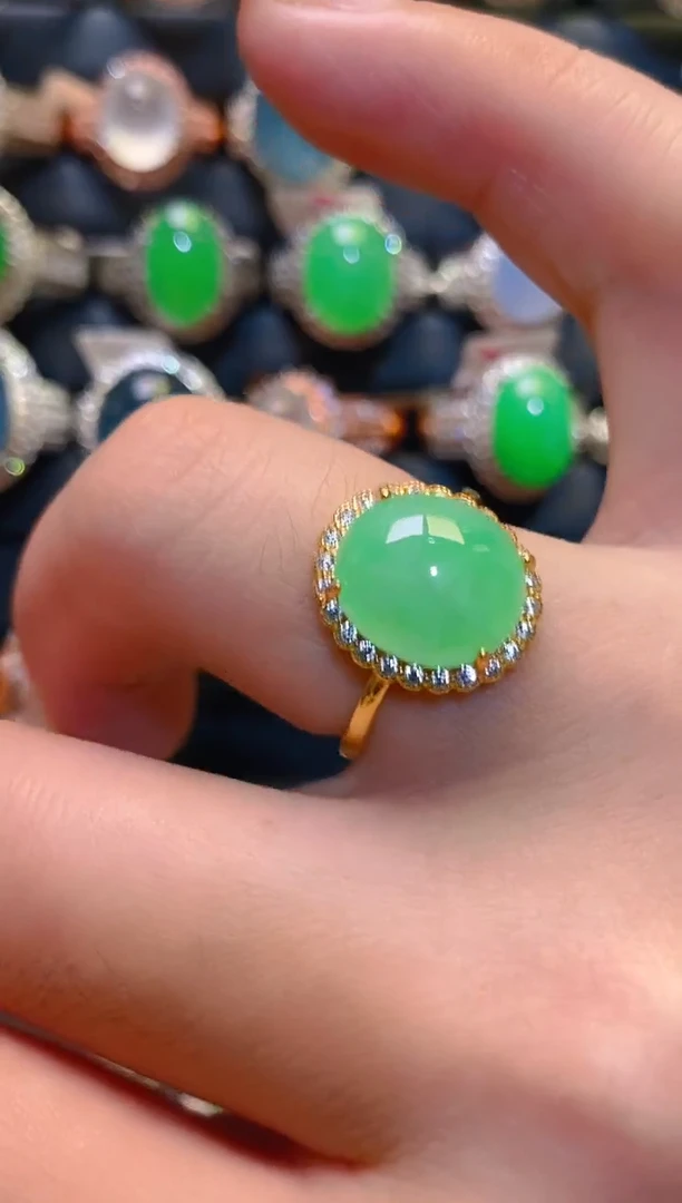 银S925镶嵌翡翠耳饰天然