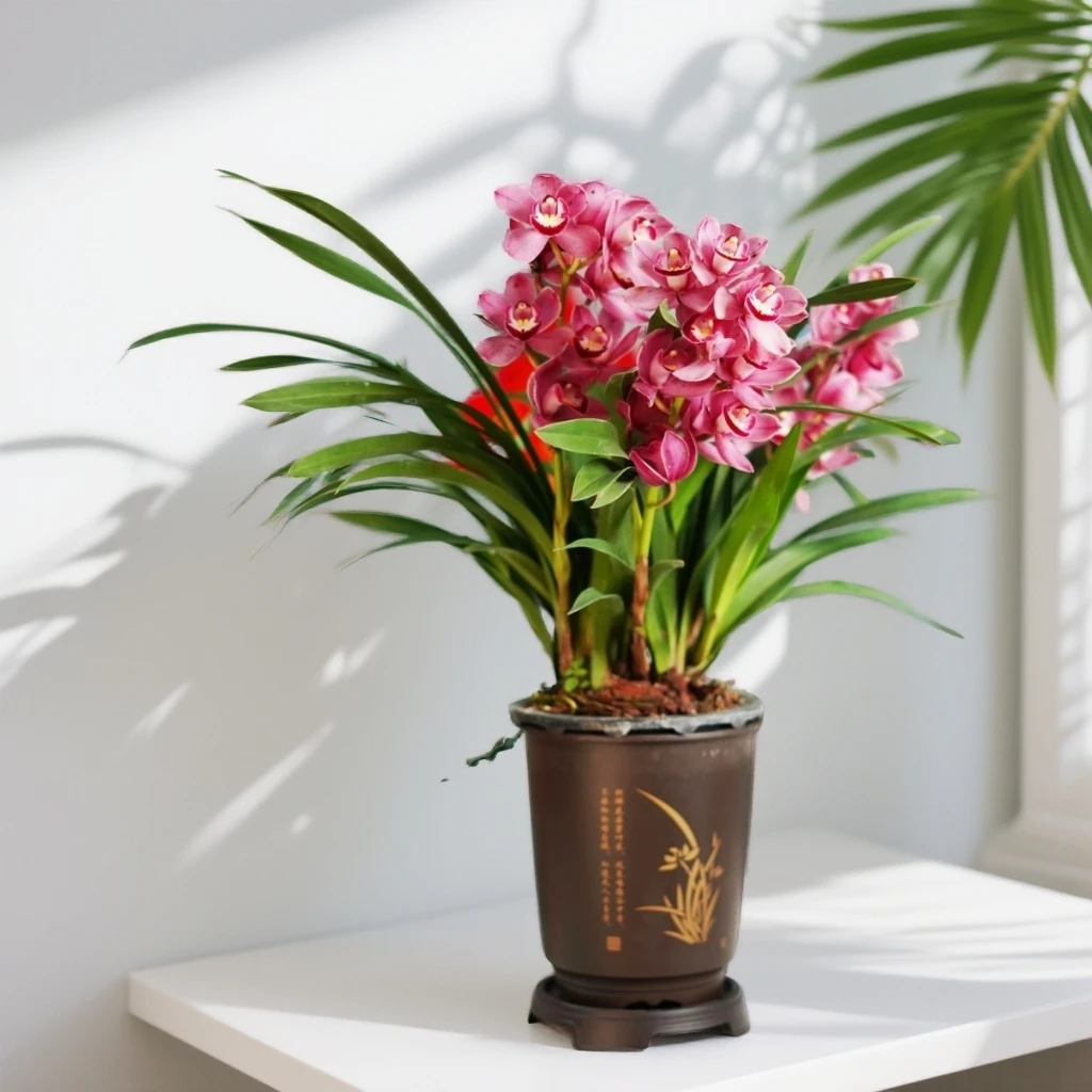 【基地年宵花】红宝石兰花带花剑带国风圆盆室内阳台好养浓香花卉