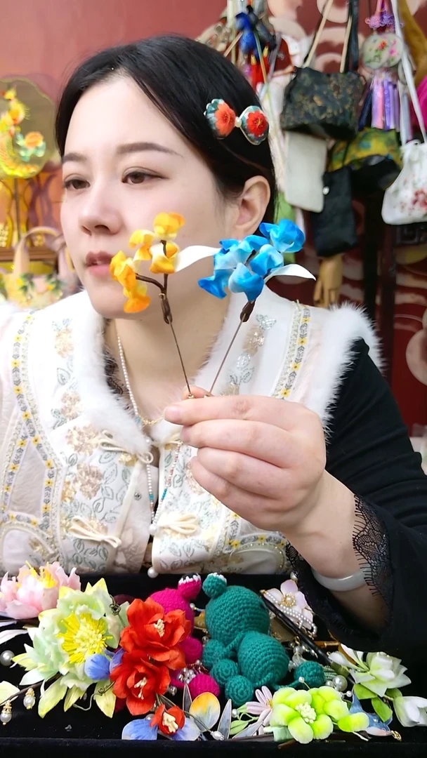 纯铜合金琉璃非遗绒花好美