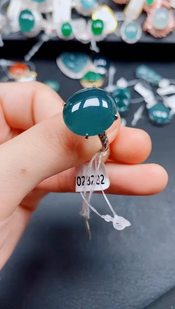 银S925镶嵌戒指翡翠翡翠