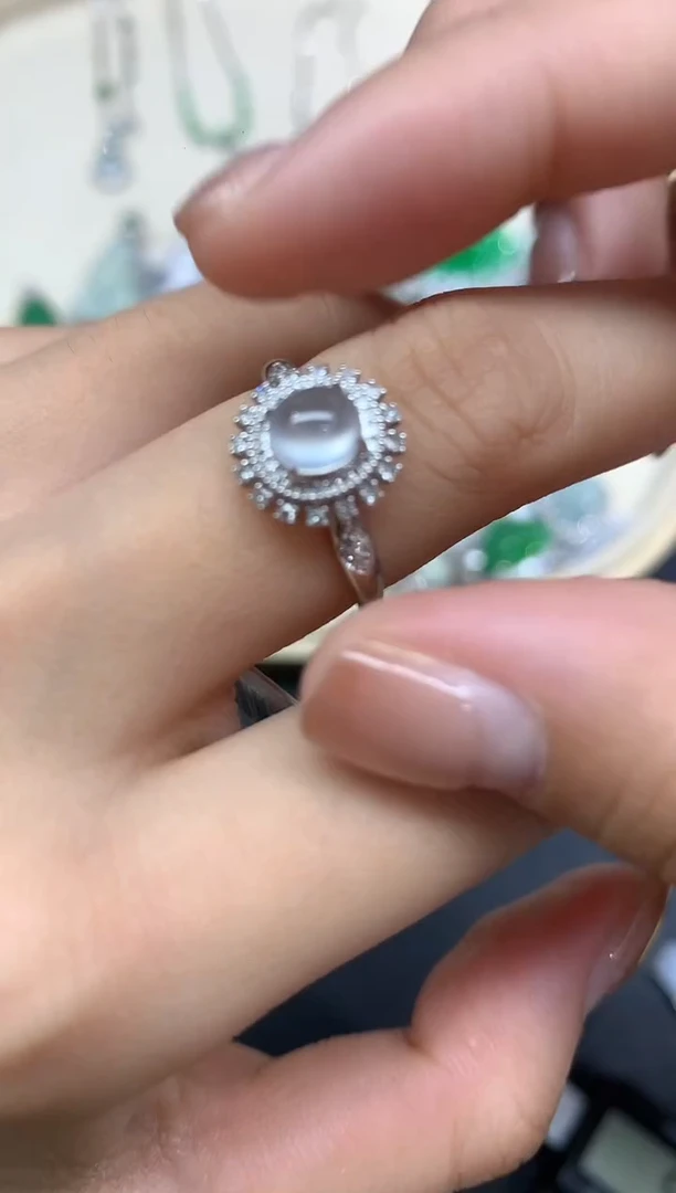 18K金镶嵌戒指翡翠戒指A458|3980