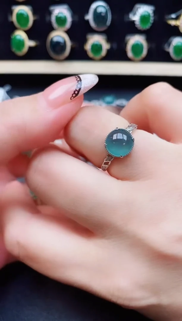 翡翠戒指银S925镶嵌5805