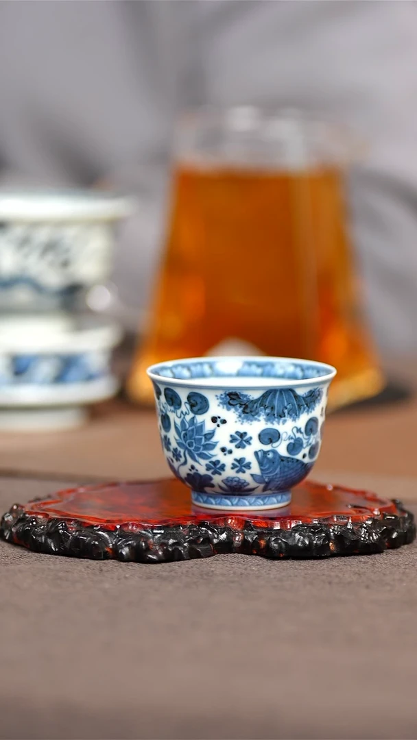 景德镇纯手工纯手绘 鱼藻单杯  容量70