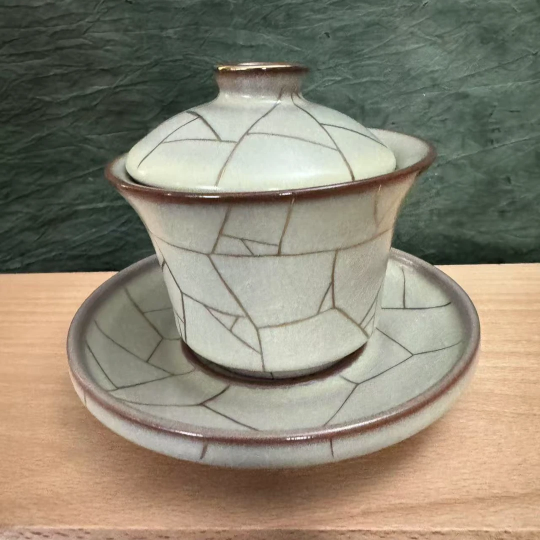 【西泠大咖上新】哥窑圆满盖碗中式主人杯高档品茗杯茶杯HF