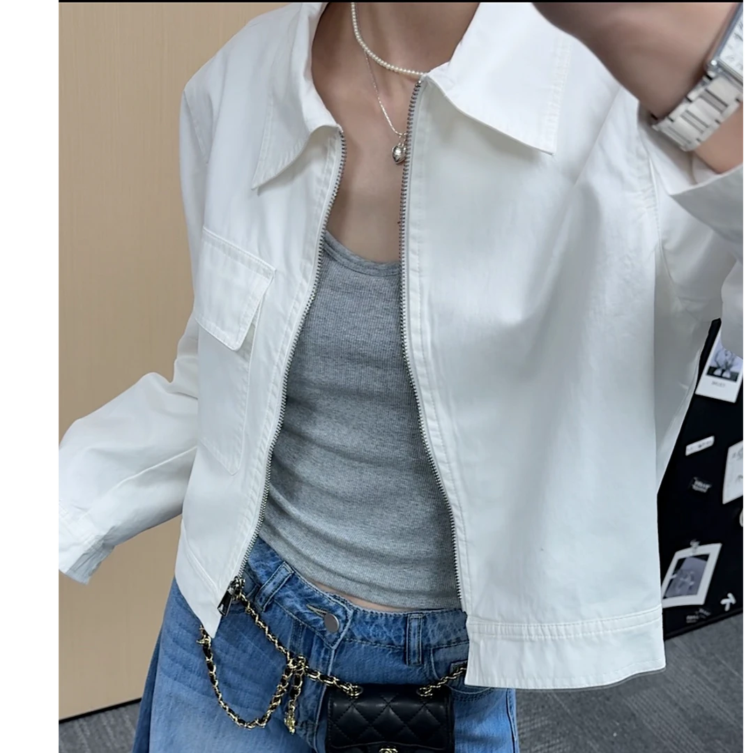 okk!设计感纯色百搭正肩夹克外套女