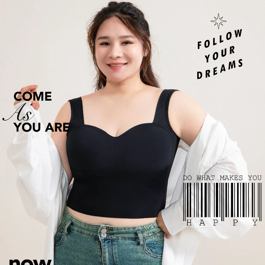 【小曹大码】XX689#大码吊带背心自带胸垫打底美背聚拢无钢圈无痕女
