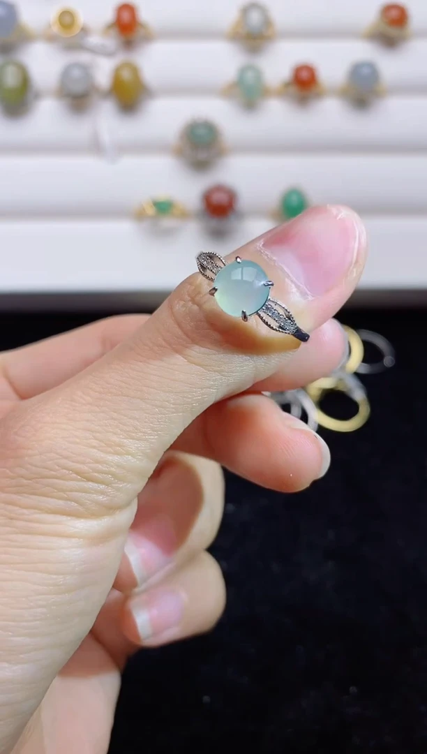 翡翠戒指银S925镶嵌.......