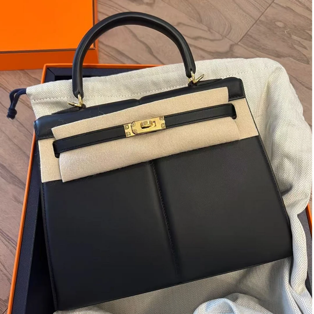 未使用 Hermes/爱马仕 【小池专属】Kelly25屁股包黑金s皮U刻