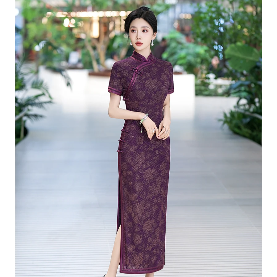 2025新款 中国风旗袍重工缝制长款复古民国风 5585