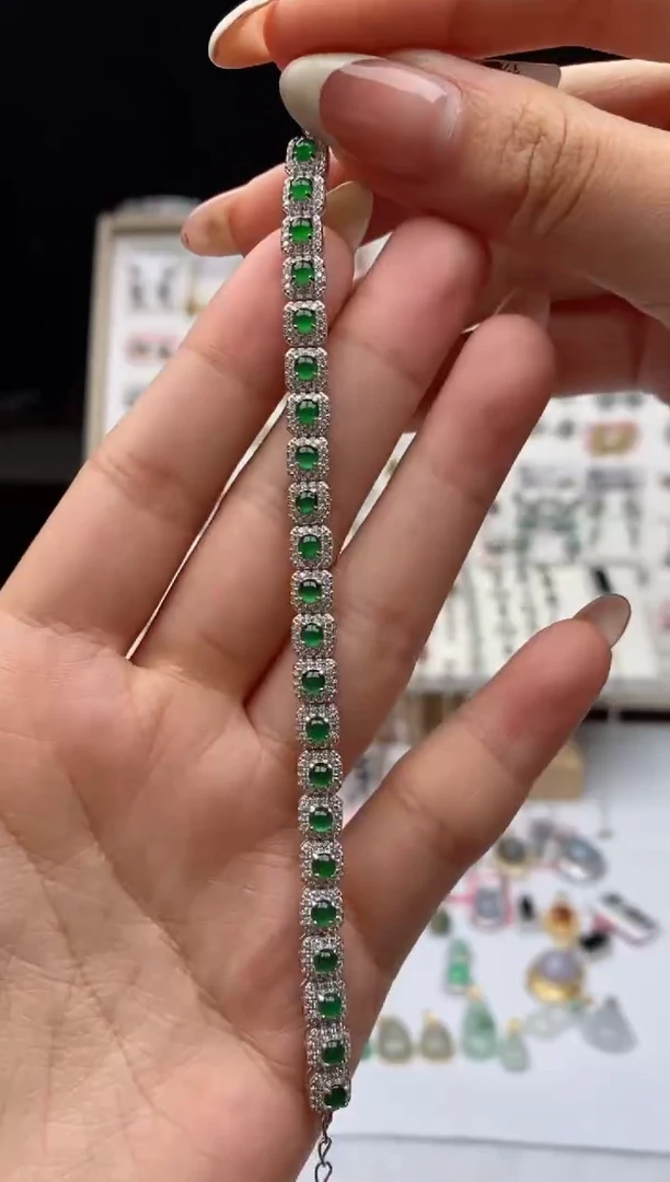 银S925镶嵌戒指翡翠天然A货翡翠
