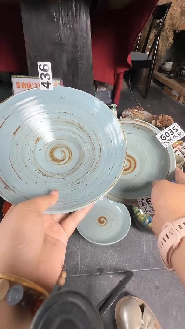 陶瓷九*狐436 蓝马点碗2个