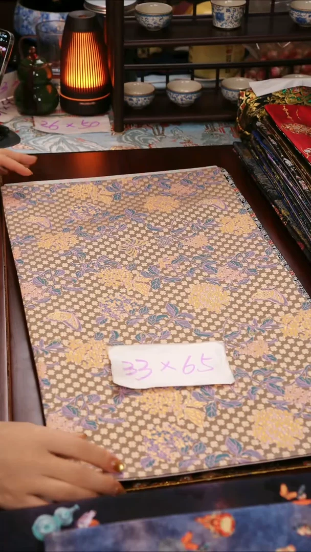 【蝴蝶绣球花双面】中国风干泡织锦茶席33*65