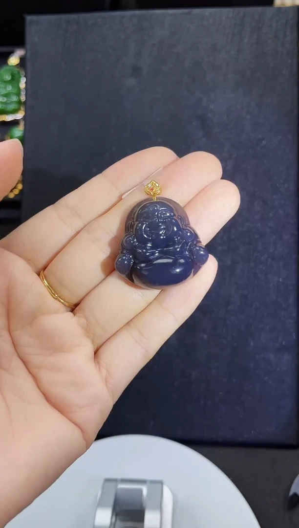 和田玉18K金镶嵌吊坠(赠链)多样性发一