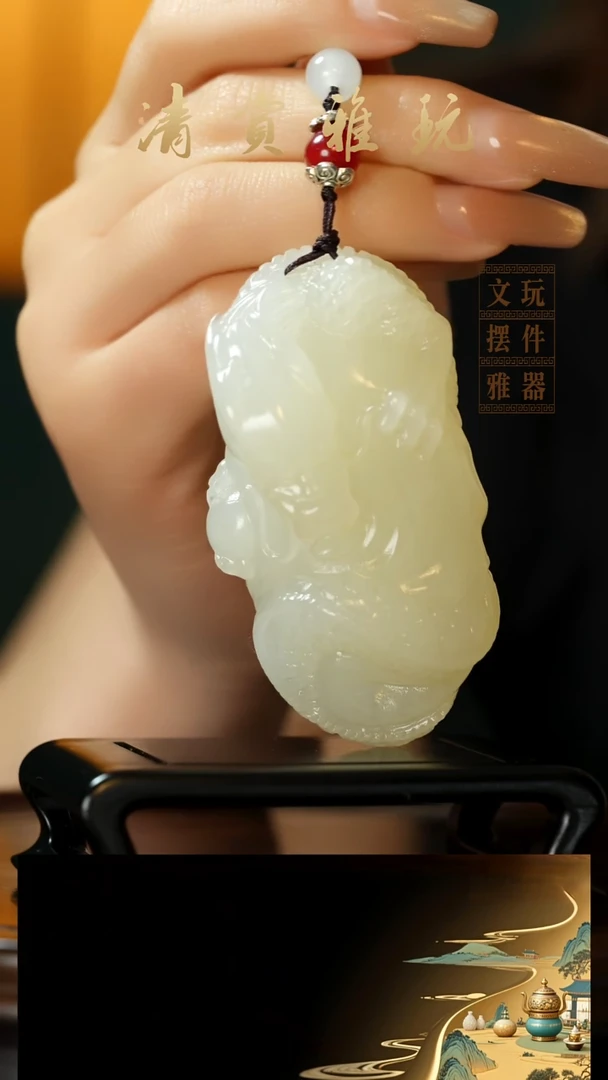 玉《龙腾四海》手把件摆件